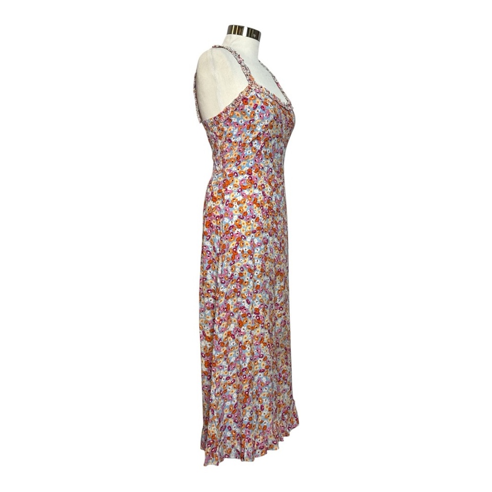 FAITHFULL THE BRAND NOEMIE MIDI DRESS IN TURNESOL FLORAL PRINT RUFFLE STRAP US 4 - Picture 6 of 14